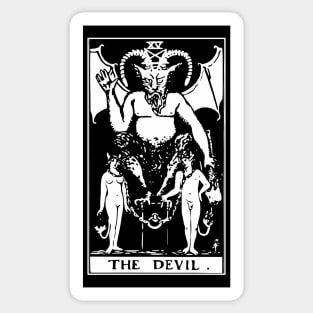 Devil Tarot Card White on Black Goth Classic Magic Retro Sabbath Satan Astrology Shirt Sticker Mug + More Sticker